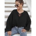 thumbnail image 4 of Las mujeres Batwing manga blusa atada O cuello camisas sueltas Abanopi Jerseys de mujer, 4 of 7
