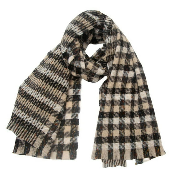 Fnooota Winter Scarves for Women, Soft Plaid Warm Fashion Womens Scarf Black Size Free Size