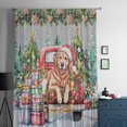 thumbnail image 5 of Christmas Semi Sheer Curtains Drapes for Living Room,Bedroom,French Doors Window 45 Inches Long,Winter Xmas Tree Gingerbread Dogs Red Truck Grey Rod Pocket Chiffon Curtain Voile Drapery Panel, 5 of 6