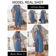thumbnail image 2 of Asyoly Womens Jumpsuits Casual High Waist Short Sleeve V Neck Button Belted Wide Leg Jumpsuits with Pockets, 2 of 7