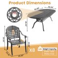 thumbnail image 3 of Hzzkey 9-Piece Oval Cast Aluminum Patio Set , Blue Cushions , Umbrella Hole , Black, 3 of 11