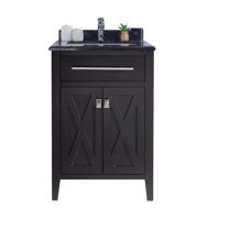 24 Inch Single Sink Espresso Cabinet Bathroom Vanity With Black Wood Countertop - Laviva