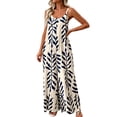 thumbnail image 6 of Costeam Womens Leaf Print Spaghetti Strap Jumpsuit Dual Side Hidden Hand Pockets Scoop Neck Elastic Loose Full Length Wide Leg Casual One Piece Outfit, 6 of 6