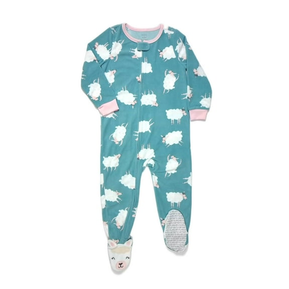 Carter's Girl's Turqoise Teal Fleece Sheep Footed Pajama Sleeper, Size 3T
