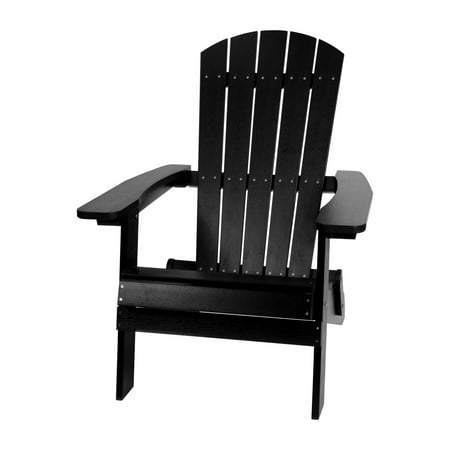 Flash Furniture Charlestown All-Weather Poly Resin Indoor/Outdoor Folding Adirondack Chair in Black