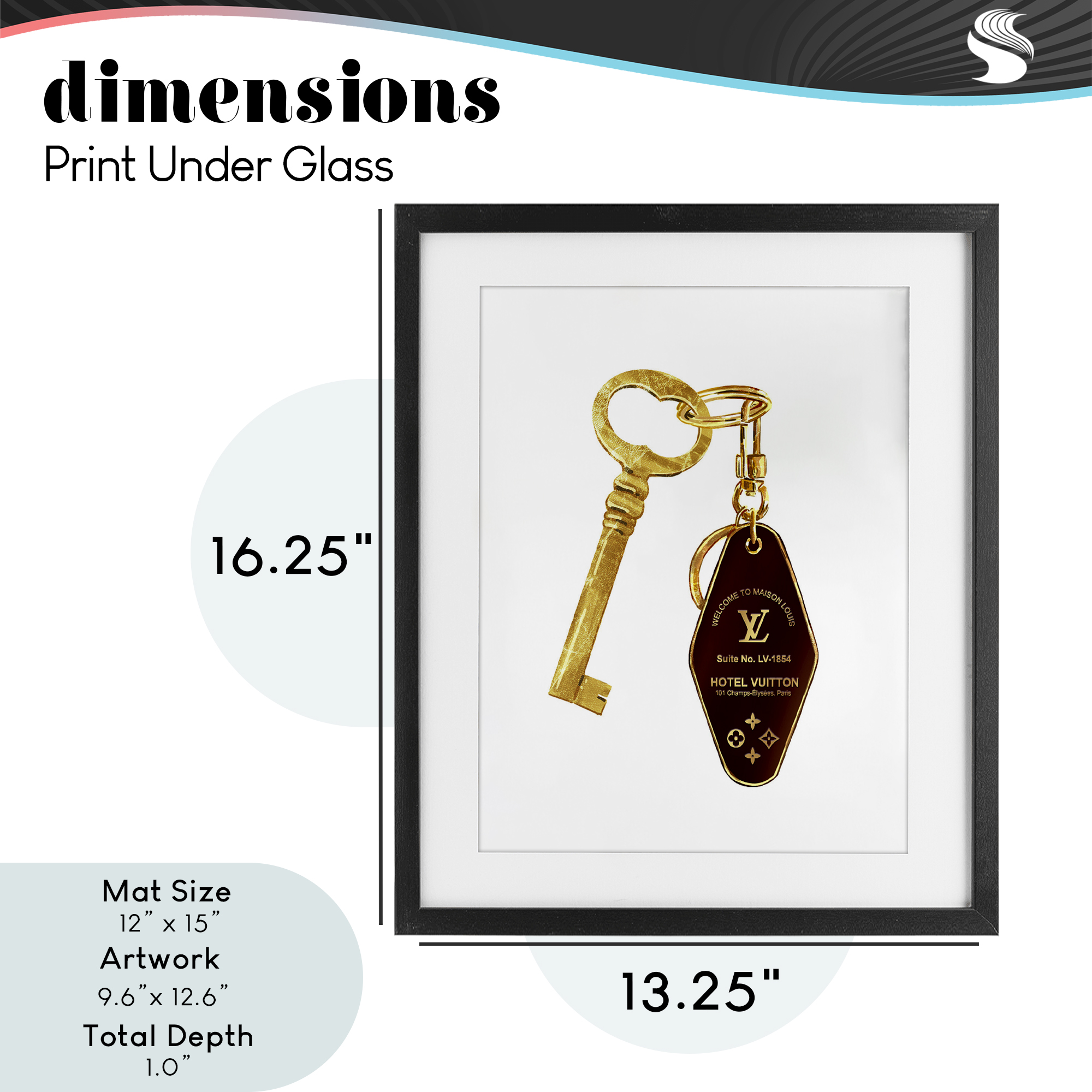 Glam Gold Key Fashion Black Framed Print Under Glass, design by Ziwei Li