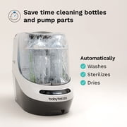 غسالة زجاجات الأطفال Baby Brezza Pro - تنظيف أفضل أثبت فعاليته سريريًا - غسالة ومعقم + مجفف في جهاز واحد للأشياء الأساسية مثل الزجاجات + أجزاء المضخة – تحل الماكينة محل الفرش + الرفوف