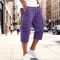 thumbnail image 6 of Zimjoy Men's Cargo Shorts Below The Knee Loose Elastic Waist Stretch Lightweight Capri Casual Outdoor Hiking Shorts with 4 Pockets Purple 2XL, 6 of 6