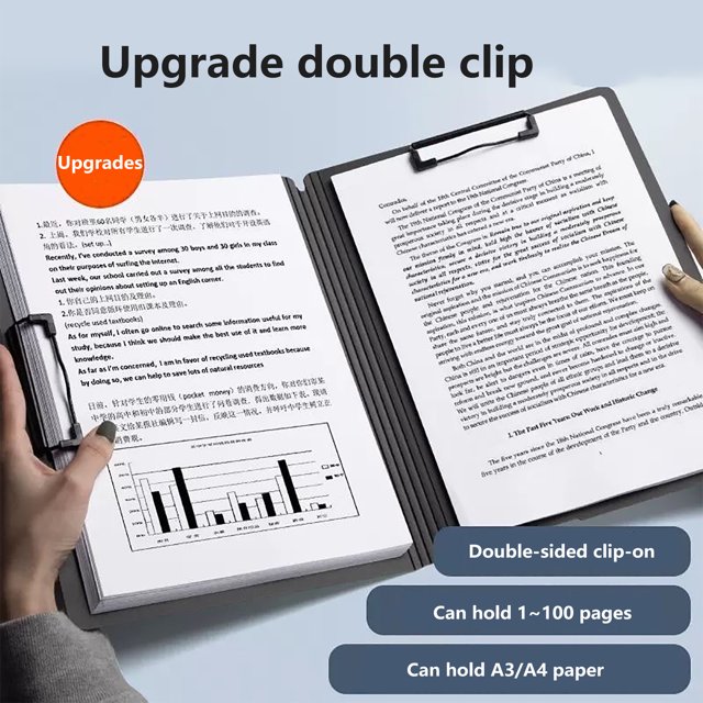 YAOMOBB File Clamp Binder Waterproof A4 Clipboard File Cover with Storage Foldable Organizer Case for Documents
