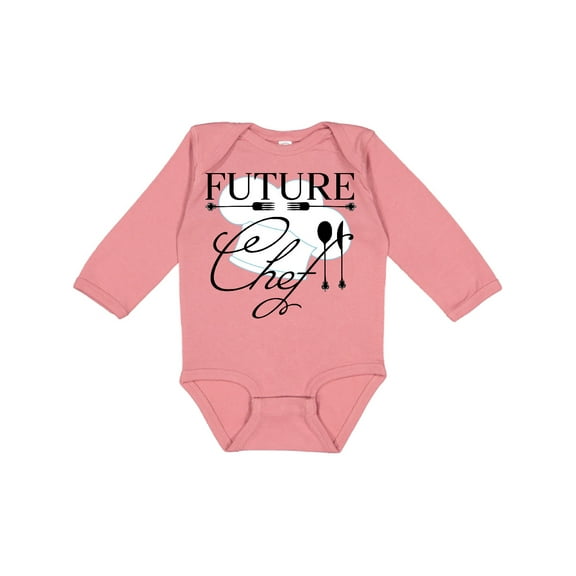 Inktastic Future Chef with Silverware and Hat Boys or Girls Long Sleeve Baby Bodysuit