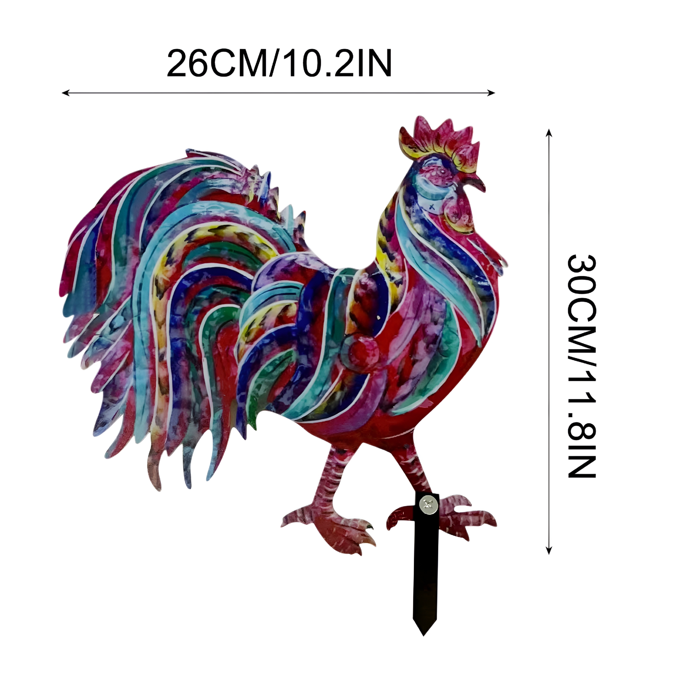 XIBUFE 2026 New Home Decorations Metal Rooster Animal Garden Sculptures Art Decor for Garden Patio Yard Farm Back Yard,Color Chicken Statue