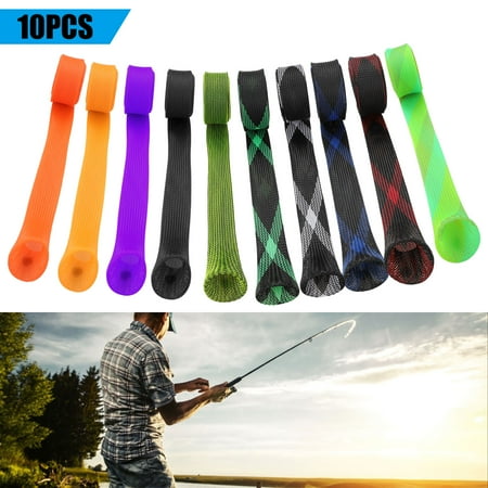 EEEKit 10/2 Pcs Expandable Braided Fishing Rod Sleeve Pole Fishing Tools Spinning Casting Rod Cover Protector Jacket Socks (The Best Fishing Rod Brand)