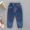 thumbnail image 2 of Huanglei Boys Denim Pants For Fall Casual Long Jeans Toddler Kids Youth Everyday Wear Stretchy ，Straight Leg Boys Jeans /Size 3-4 Years(Dark Blue), 2 of 4