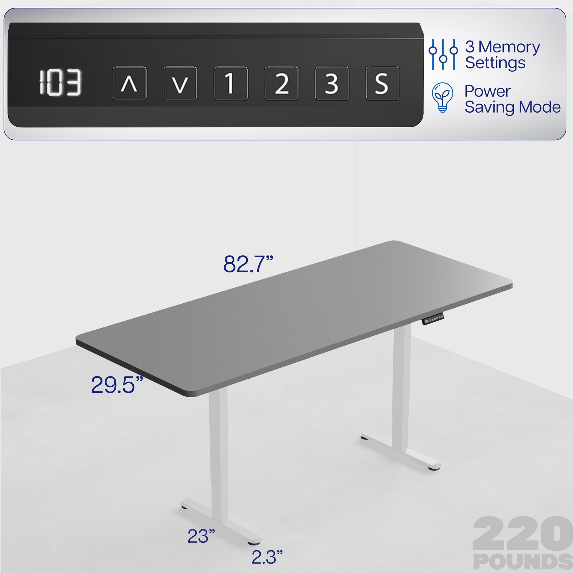 VIVO Electric Dual Motor 83” x 30” Standing Desk, Black Top, White Frame