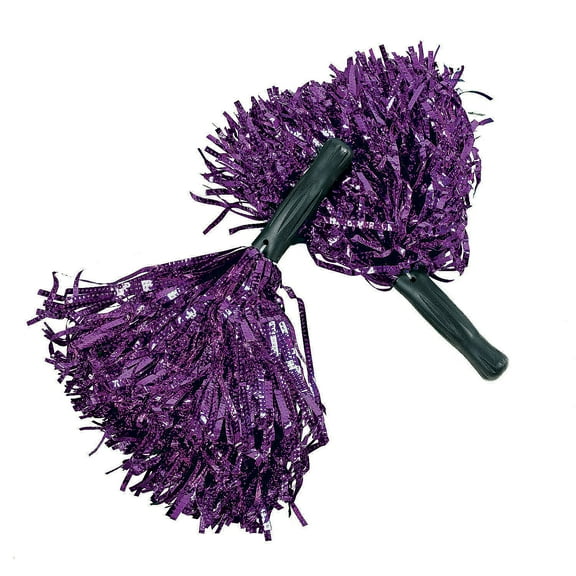 Fun Express Metallic Purple Cheerleading Pom Poms, Party Favors, 12 Pieces