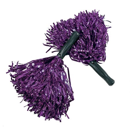Fun Express Metallic Purple Cheerleading Pom Poms, Party Favors, 12 Pieces