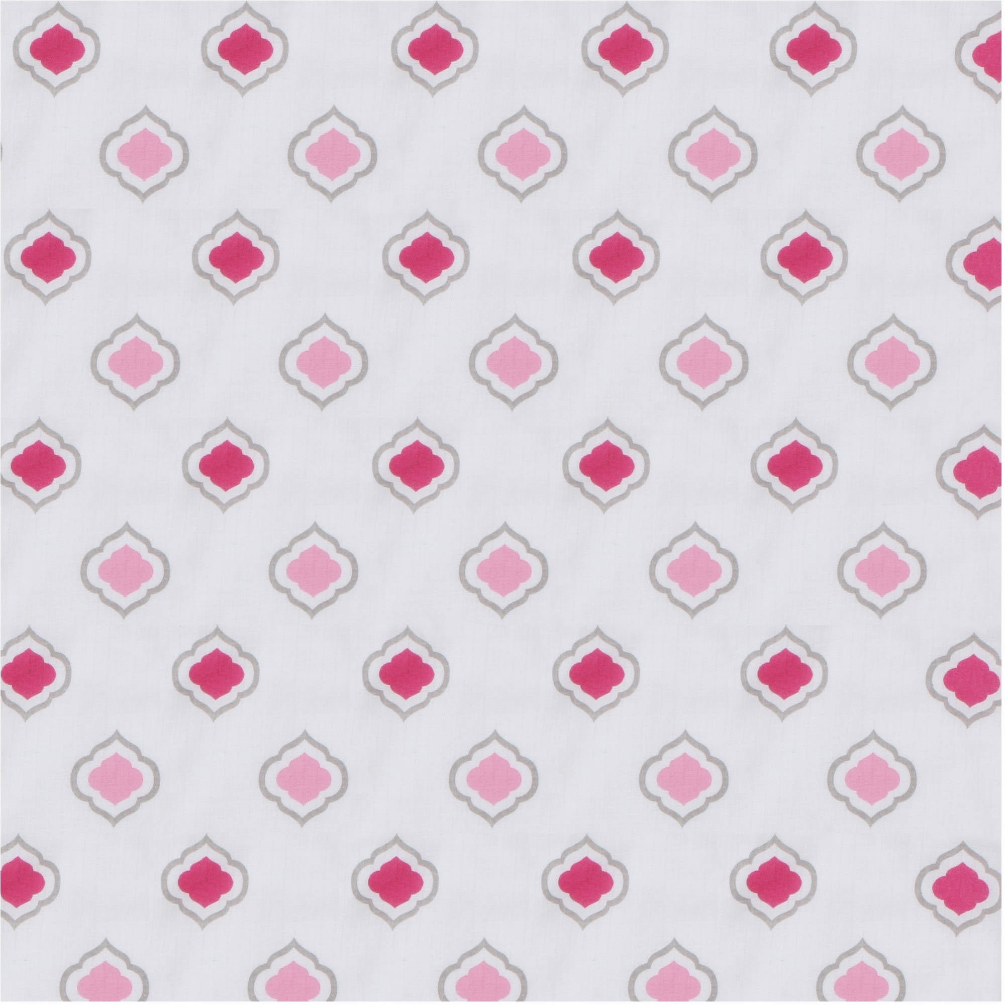 Bacati - Morocan Tiles Crib/Toddler Bed Fitted Sheets 100% Cotton Muslin 2 Pack, Pink/Gray
