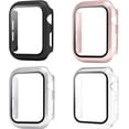 thumbnail image 1 of 4 Pack Case with Tempered Glass Screen Protector Compatible with iWatch 44mm Series 6 5 4 SE, Hard PC Bumper Case Protective Cover Frame for Watch 44mm (Black/Rose Gold/Silver/Clear), 1 of 5