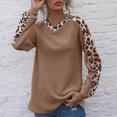 thumbnail image 2 of Moda mujer Casual suelta Leapard impreso Irregular empalme cuello redondo camisetas Tops Fridja hkj1204, 2 of 6
