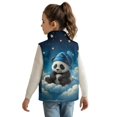 thumbnail image 2 of Xoenoiee Panda Star Cloud Print Kids Warm Winter Vest, Sleeveless Polar Fleece Jacket with Zipper, Stand Collar Outerwear with Pockets for Toddler Girls, 2T, 2 of 7