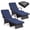 Mix Brown+Navy Blue, variant on Costway 1 PCS Folding Wicker Chaise Lounge with Slide-Out Ottoman, 11-Level Adjustable Backrest Mix Brown+Navy Blue