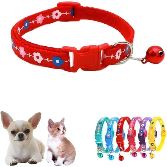 1Pack Kitten Collar with Bell,Flower Cat Collar Girl Cute Fancy Puppy Collar with Bells for XXS XS Tiny Little Kitten Pet Female Dogs,Neck 7-12 Inch