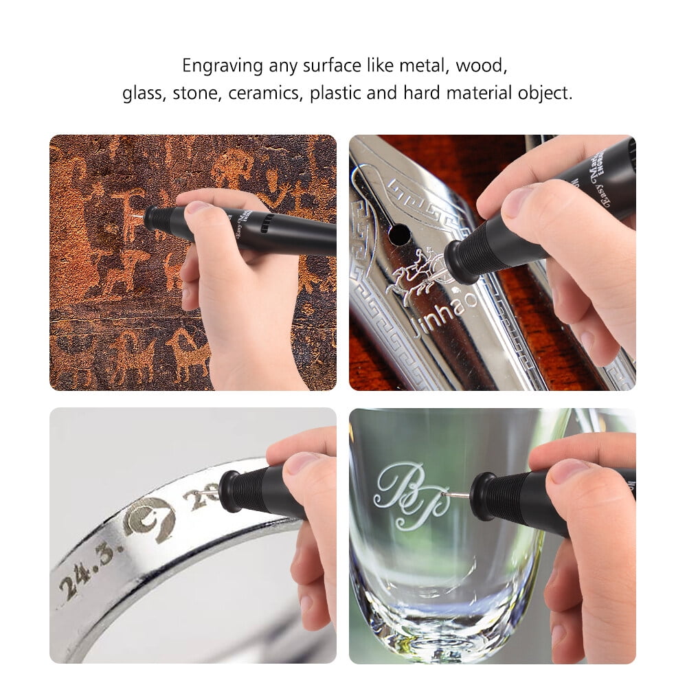 Portable Precision Electric Engraving Pen Engraver DIY Carve Graver Machine Tools Battery Powered with Strong Diamond Tip Bit for Jewellery Metal Plastic Glass Ceramic Stone Engraving Educational