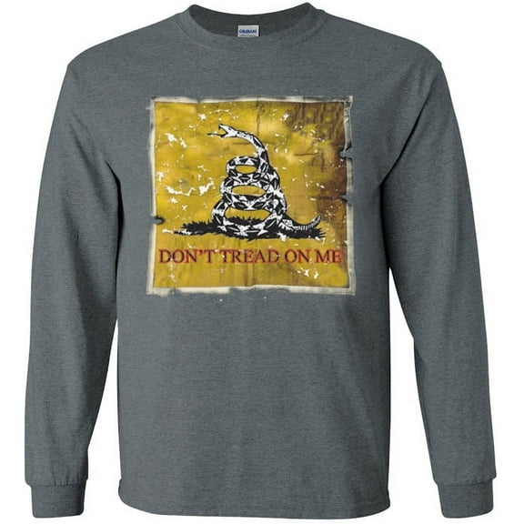 Don't Tread on Me Flag T-shirt Men's Long Sleeve Tee Gray