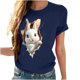 thumbnail image 4 of Tops de Cuello Alto para las Mujeres Amante Impreso Camiseta Cuello Redondo Manga Corta, Poliéster Spandex, 4 of 7