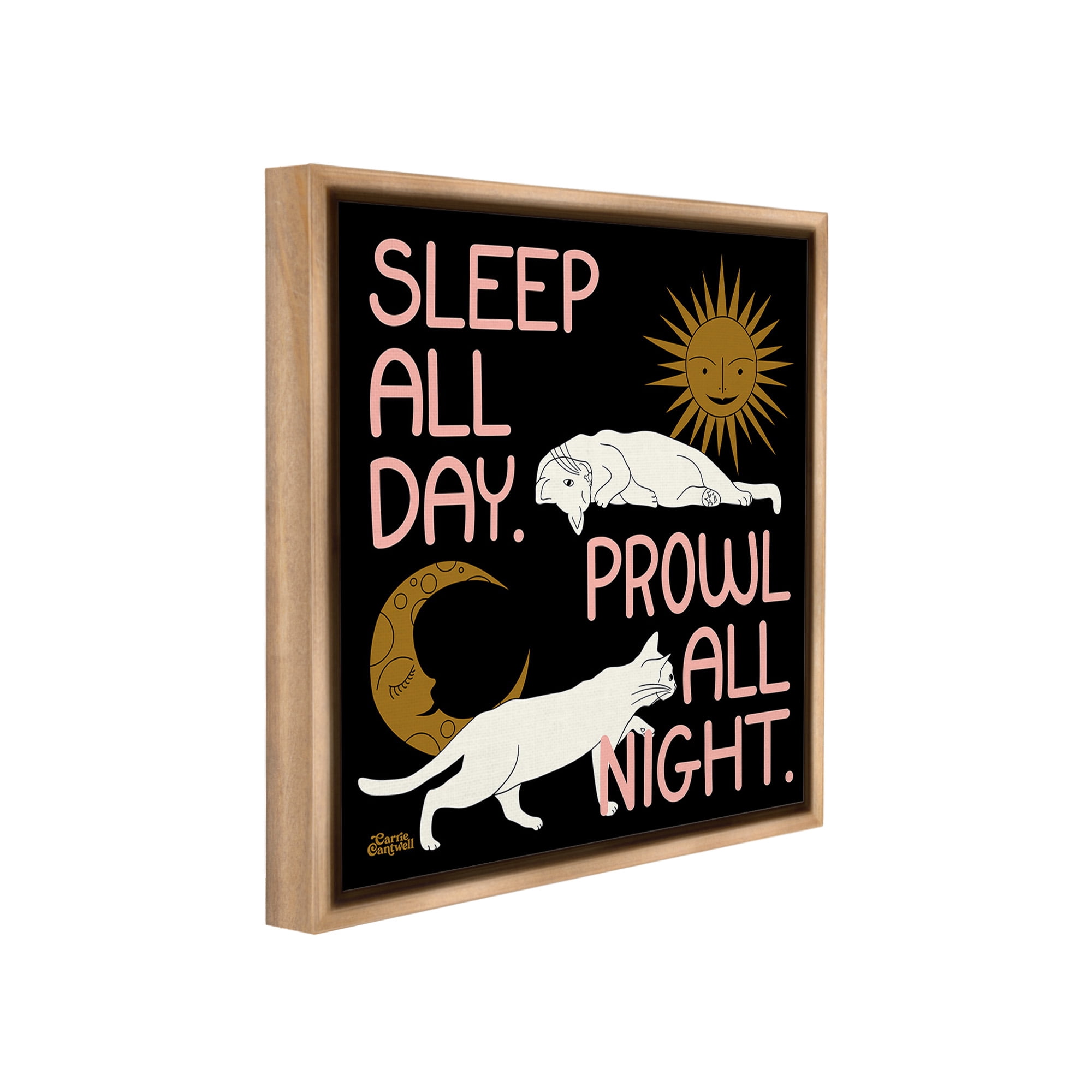 Stupell Industries Night & Day Cats Animals & Insects Painting Brown Floater Framed Canvas Art Print Wall Art, 25 x 25