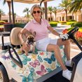 thumbnail image 3 of Golf Cart Seat Covers for 2 Seater,Spring Butterflies Microfiber Cart Seat Towel Blanket,Summer Countryside Leaf Flowers Absorbent Breathable Non Slip Bench Seats Protector for Golf Course 51"x31", 3 of 9