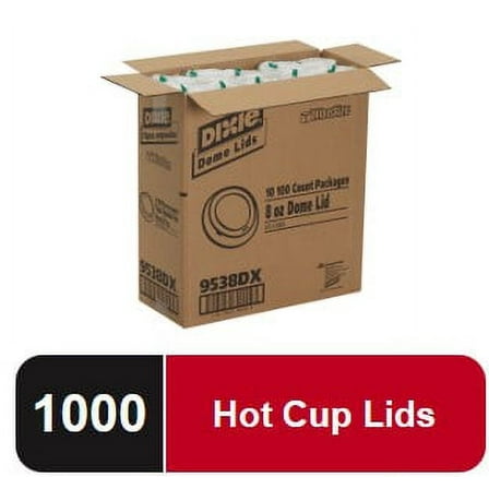 Dixie Dome Plastic Hot Cup Lid, Coffee Cup Lid, 9538DX, 1,000 Count