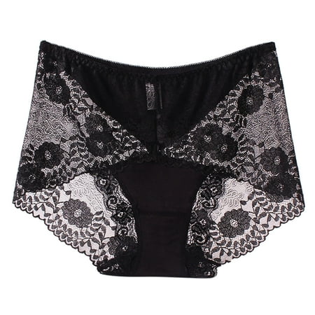 

AnuirheiH Sexy Ladies Transparent Lace Panties Big Size Cotton Hollow Breathable Quality Clearance Under $10