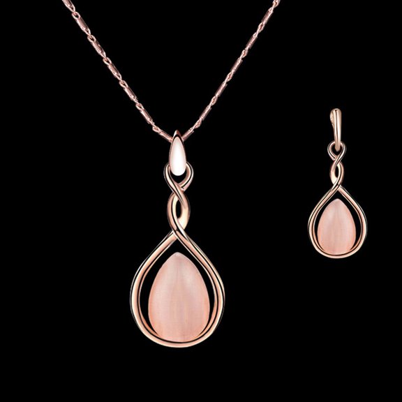LOLIPPYY Droplet Necklace and Earrings Set for Women Bridal Jewelry Gift for Valentine's Day Prom Party