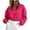 Hot Pink21, variant on Shirts for Women Solid Crew Neck Cropped Sweatshirt, Loose Bubble Long Sleeve Pullover Top, No Pocket Short Crop Hoodie-Free Blouse for Fall Winter Shirts for Women