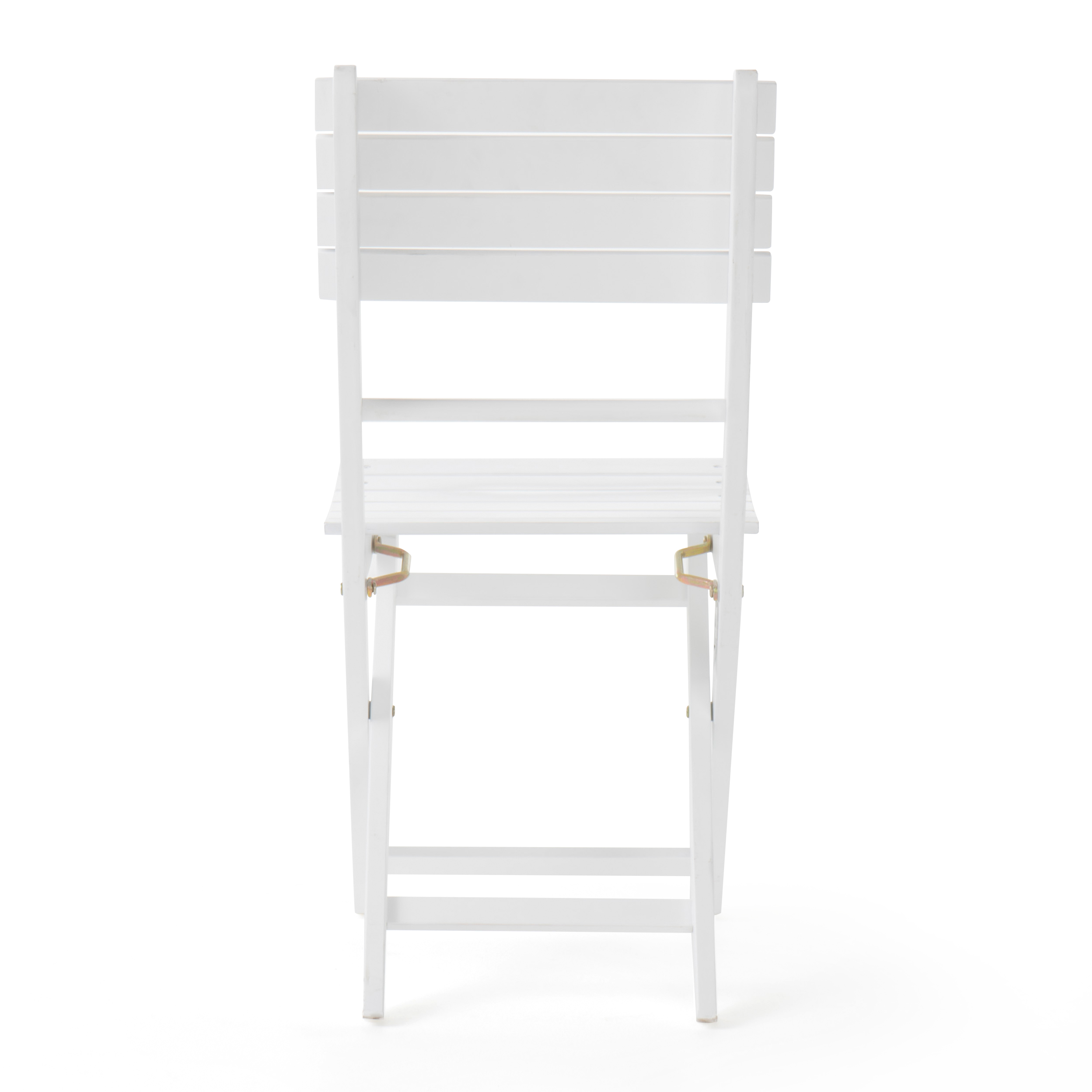 Outdoor Foldable Dining Chair Set of 2, Portable Acacia Wood Leisure Seats for Patio Garden, White