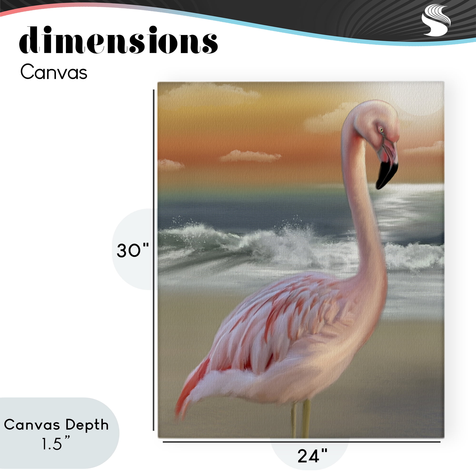 Stupell Industries Coastal Beach Flamingo Canvas Wall Art, design by Matthew Piotrowicz
