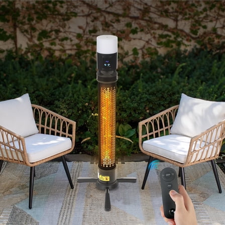Adjustable Design Indoor and Outdoor Heater Black Column Modern for Porches, Gazebos, Decks
