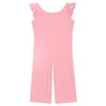 thumbnail image 6 of Delliss Girls Wide Leg Overalls Kids Cute Casual Ruffle Sleeve Crew Neck Loose Jumpsuit With Pockets 5-15 Years, 6 of 8