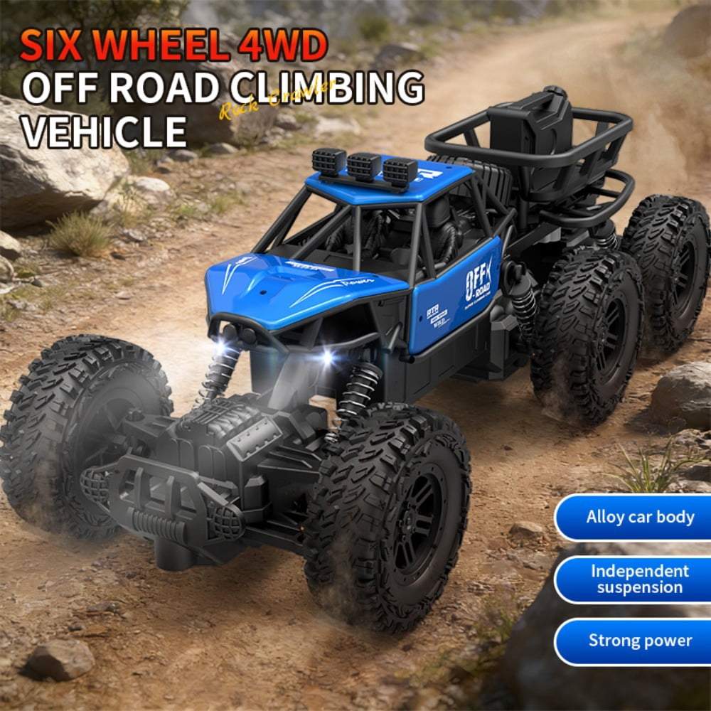 Remote Control Car, Big Monster Truck Toys RC Cars for Boys Kids Adults, 2.4Ghz 4WD 6-Wheel Off Road RC Monster Truck , RC Car Truck Rock Crawler Toy All Terrain Gifts for Adults Boys 8-16
