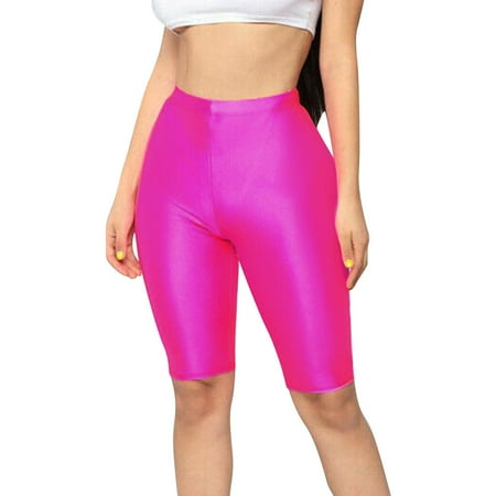 AOMPMSDX Fashion Womens Bike Yoga Elastic High Waist Shorts Leggings Sports Casual Pants Hot Pink M