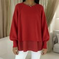 thumbnail image 2 of Women's Top Long Sleeve Round Neck Solid Oversized Loose Ribbed Hem Knitted Sweater, 2 of 5