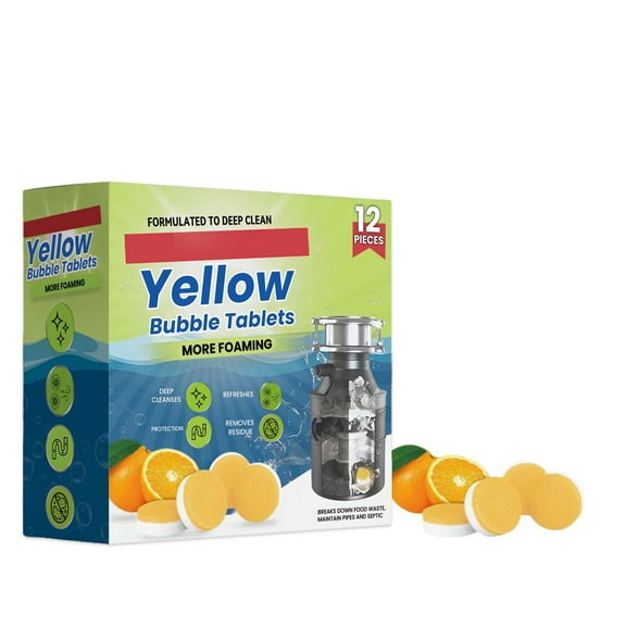 Garbage Disposal Cleaner Deodorizer Tablets Drain Freshener Powerful Foaming Kitchen Sink Cleaners- Fresh Lemon Scented Disposal Cleaner, Natural Drain Garbage Disposer Cleaning
