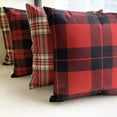 thumbnail image 2 of Red Plaid Throw Pillow Covers 18x18 Boho Pillow Cases Set of 4 Merry Christmas Xmas Decorations Square Zippered Cotton Linen Cushion Cover Room Sofa Home Decor, 2 of 6
