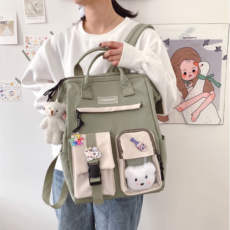 Kawaii Backpack with Cute Accessories Kawaii Pin Large Capacity Girl School  Bag