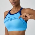 thumbnail image 4 of Zedker Sports Bras for Women High Neck Ribbed Crop Tank Tops Sleeveless Yoga Workout Shirts Blue Plus L, 4 of 6