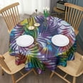 thumbnail image 3 of Colorful Tropical Leaf Pattern Round Tablecloth 60"x60",Wrinkle Wipeable Table Cloth for Kitchen Dining Room Picnic Patio Party, 3 of 6