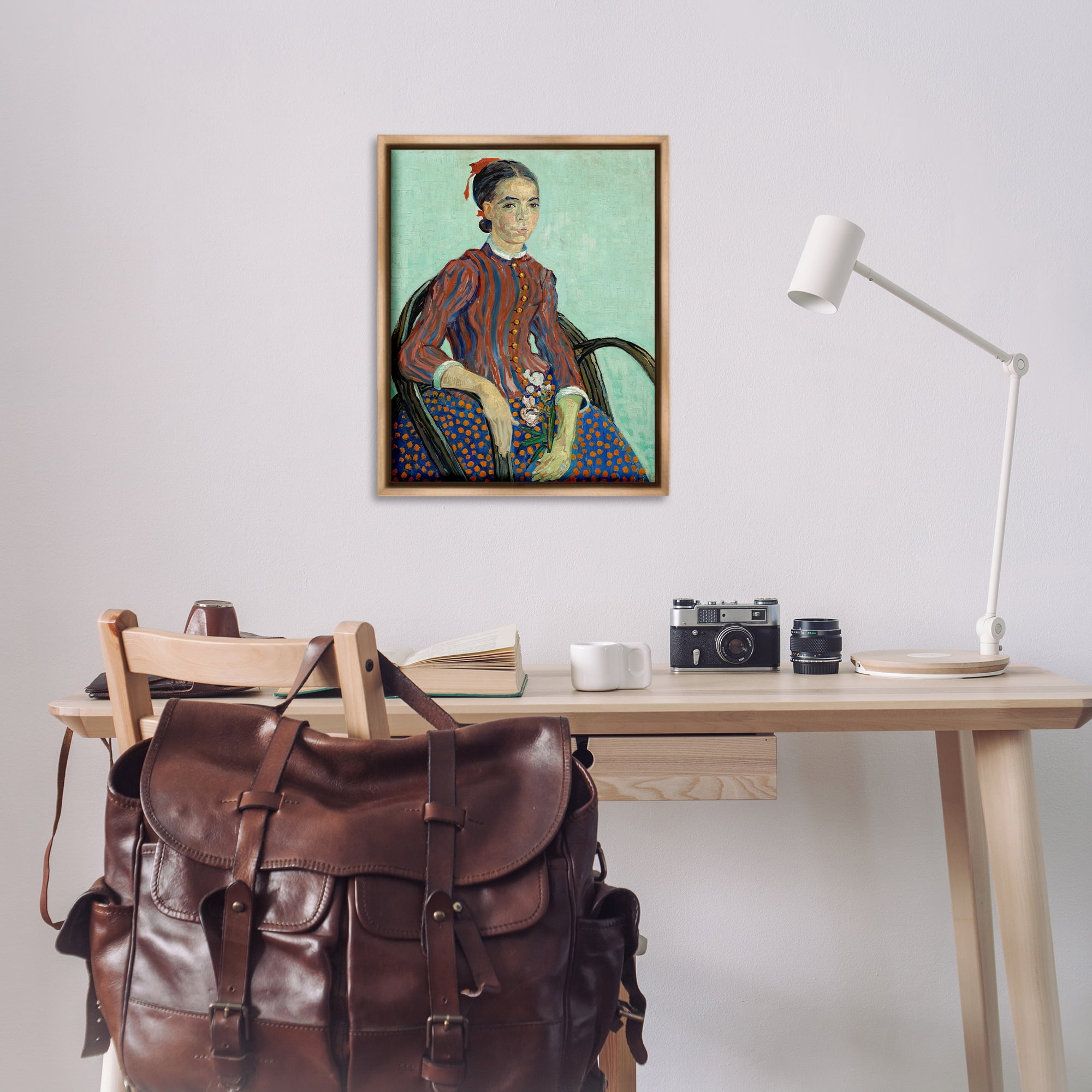 Stupell Industries Van Gogh Lady Mousme People Painting Brown Floater Framed Canvas Art Print Wall Art, 25 x 31
