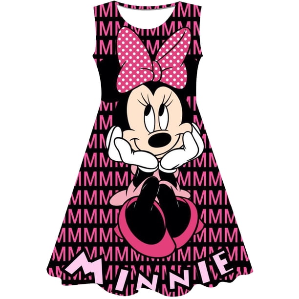 Vestidos de niñas de Disney, ropa de princesa para niños, estampado de Minnie Mouse de dibujos animados, moda de verano, vestido de Minnie Mouse para bebé 2023 1-10Y12M Gao Jinjia LED