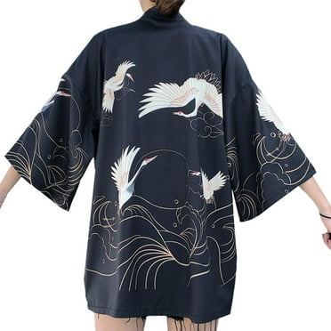 HAORUN Women Japanese Floral Loose Kimono Coat Cardigan Yukata Casual ...
